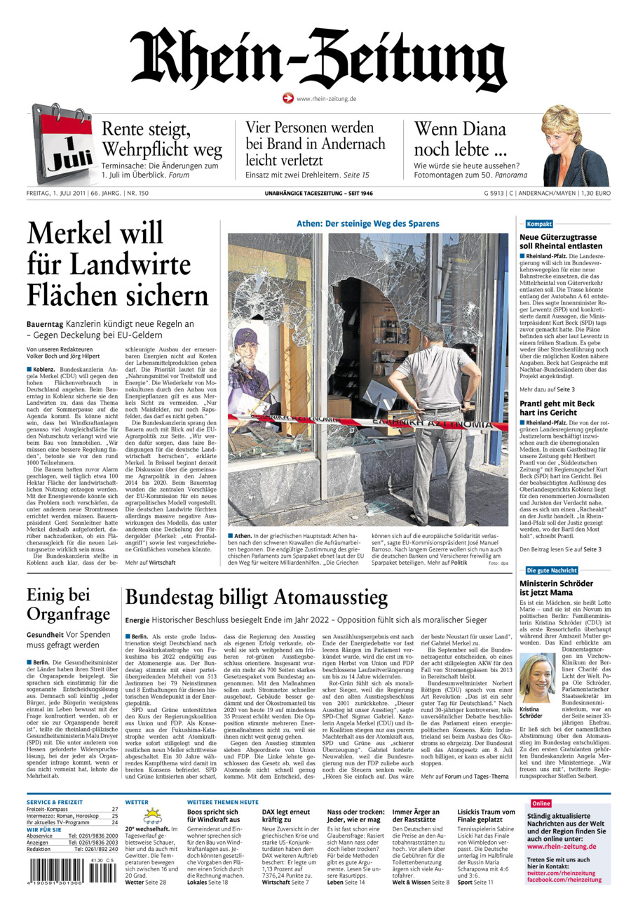 Rhein-Zeitung Andernach & Mayen vom Freitag, 01.07.2011