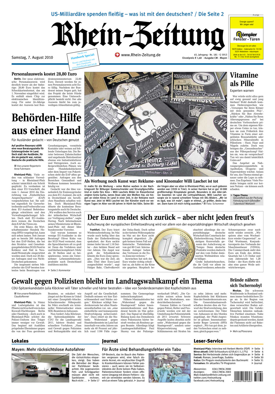 Rhein-Zeitung Andernach & Mayen vom Samstag, 07.08.2010