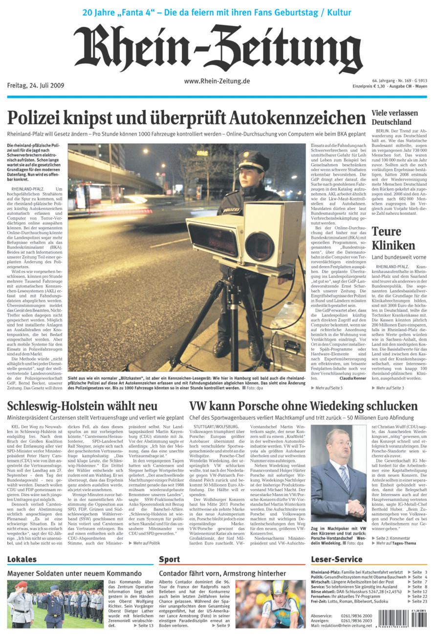 Rhein-Zeitung Andernach & Mayen vom Freitag, 24.07.2009