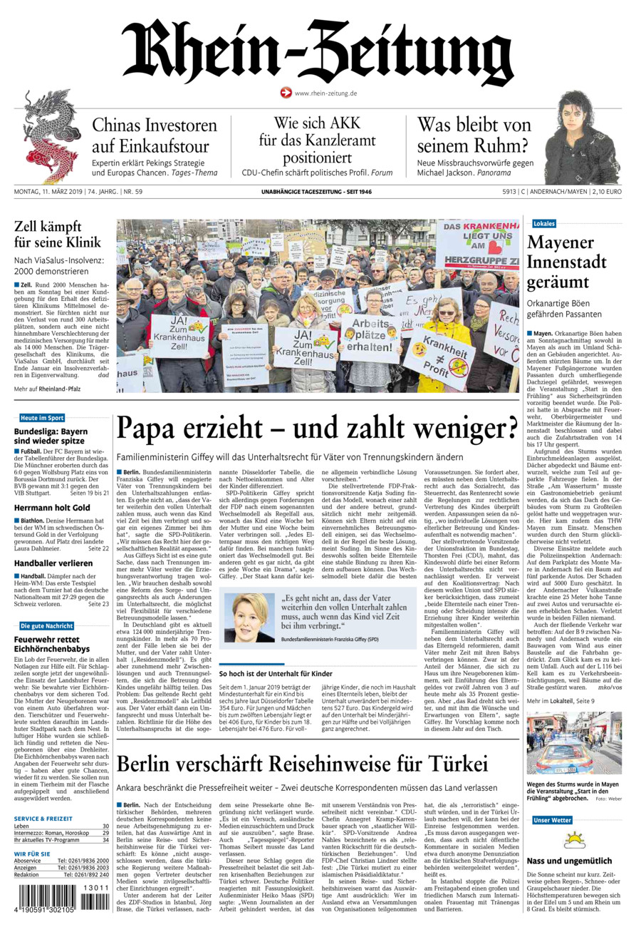 Rhein-Zeitung Andernach & Mayen vom Montag, 11.03.2019