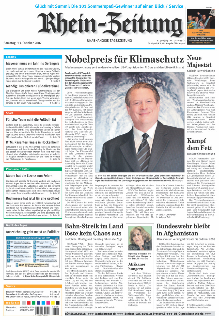 Rhein-Zeitung Andernach & Mayen vom Samstag, 13.10.2007