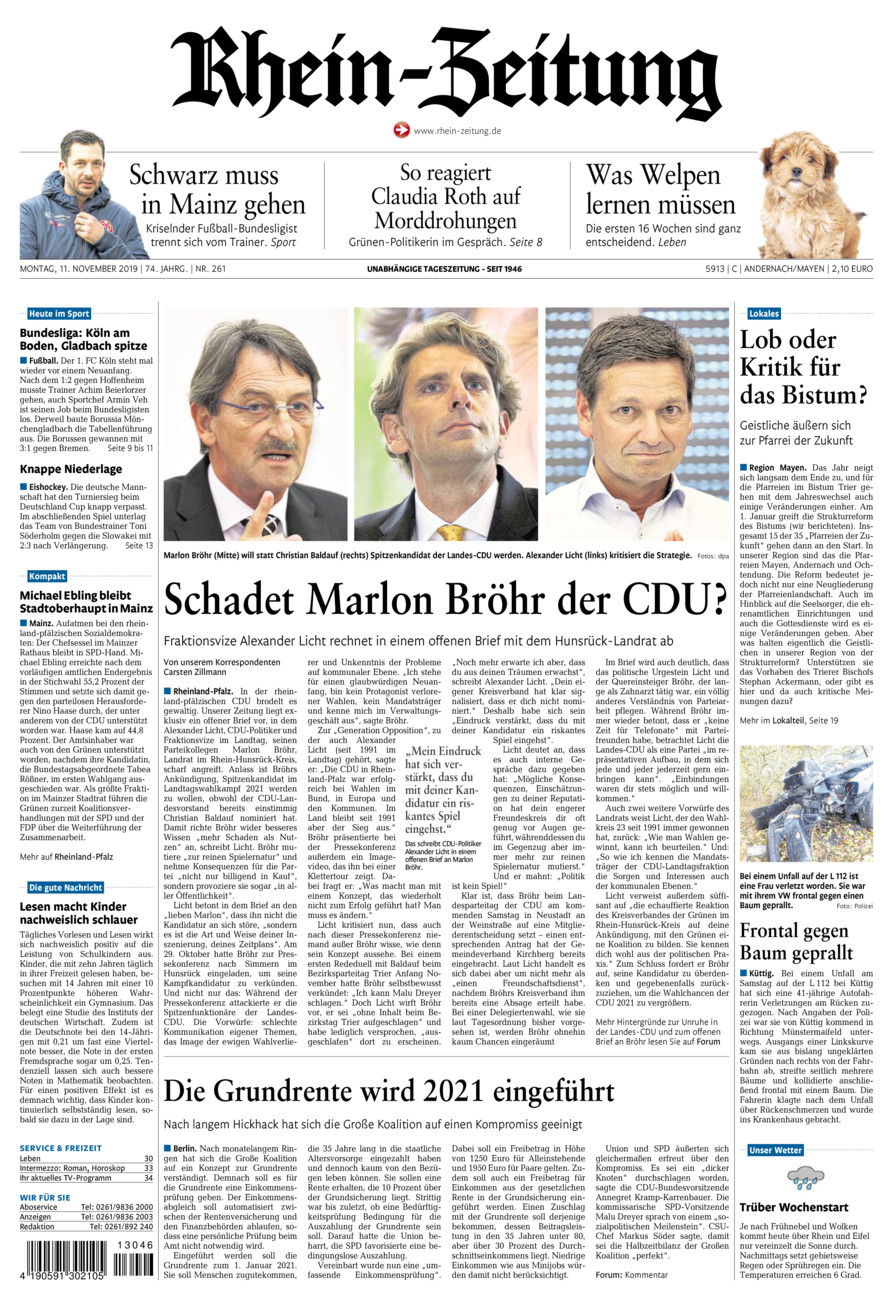 Rhein-Zeitung Andernach & Mayen vom Montag, 11.11.2019