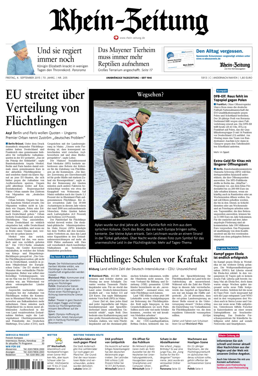Rhein-Zeitung Andernach & Mayen vom Freitag, 04.09.2015