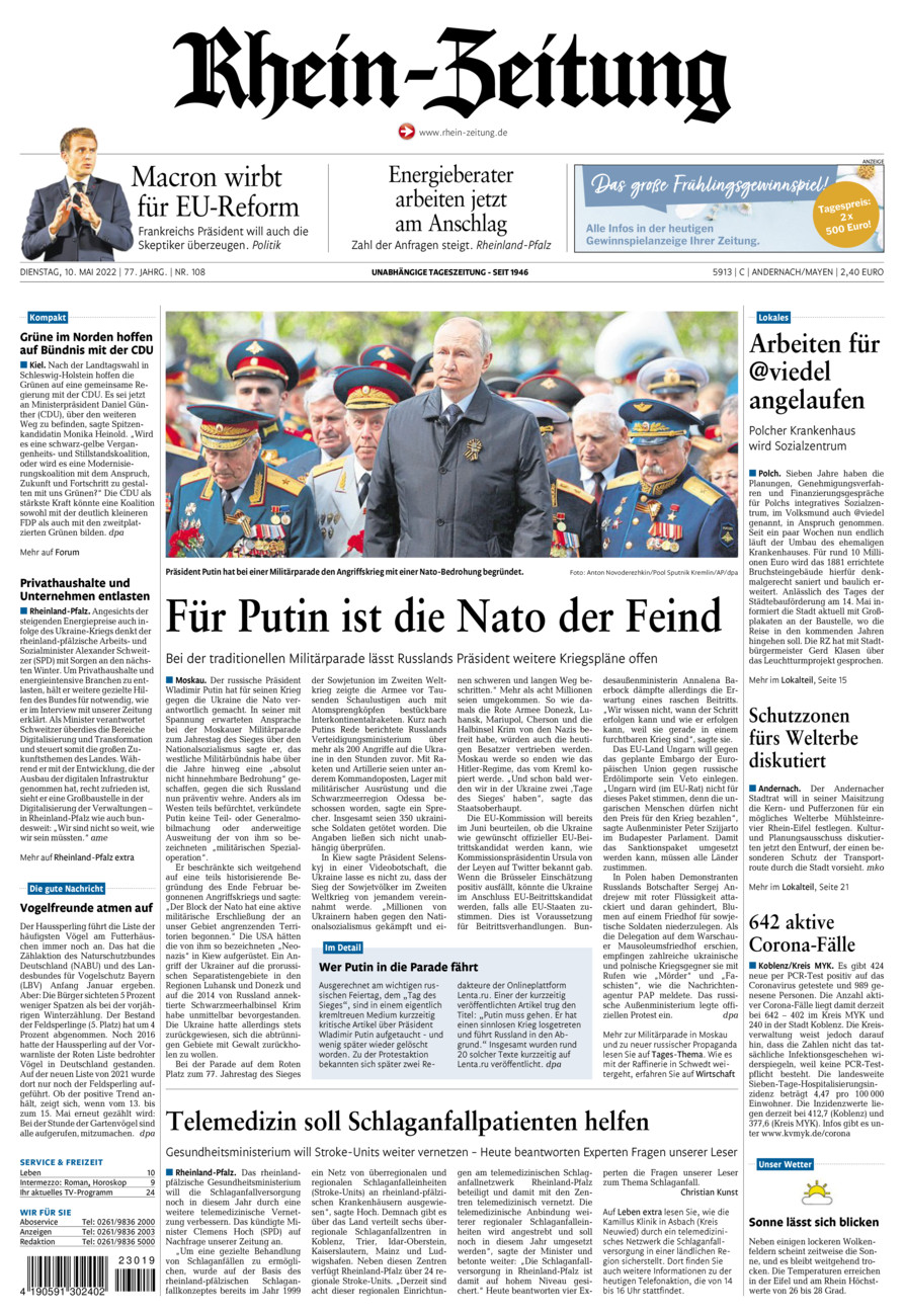 Rhein-Zeitung Andernach & Mayen vom Dienstag, 10.05.2022