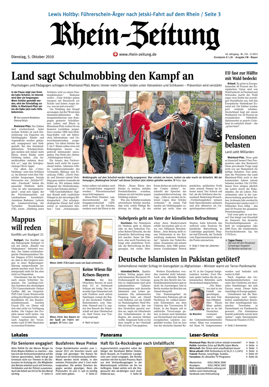 Rhein-Zeitung Andernach & Mayen vom Dienstag, 05.10.2010