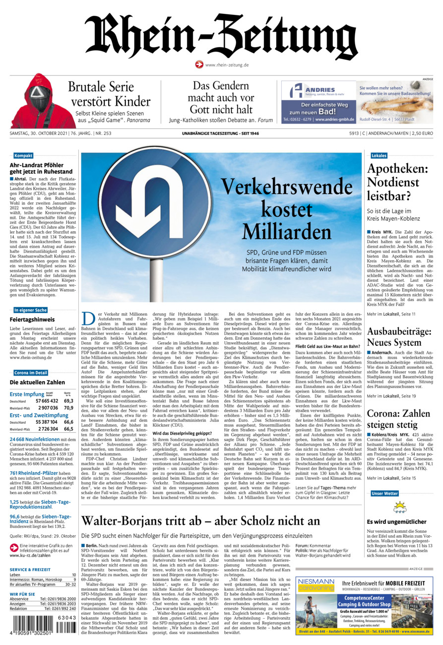 Rhein-Zeitung Andernach & Mayen vom Samstag, 30.10.2021