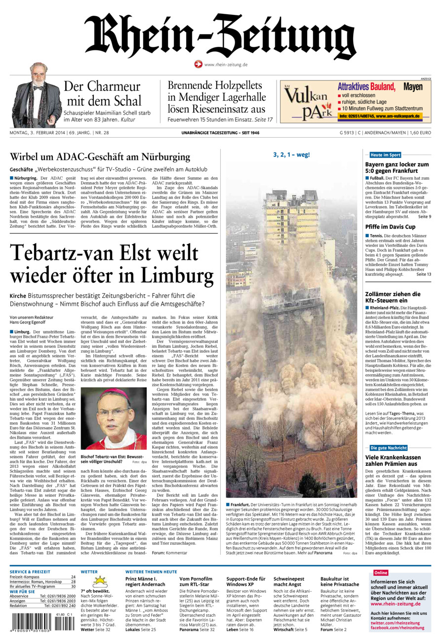 Rhein-Zeitung Andernach & Mayen vom Montag, 03.02.2014