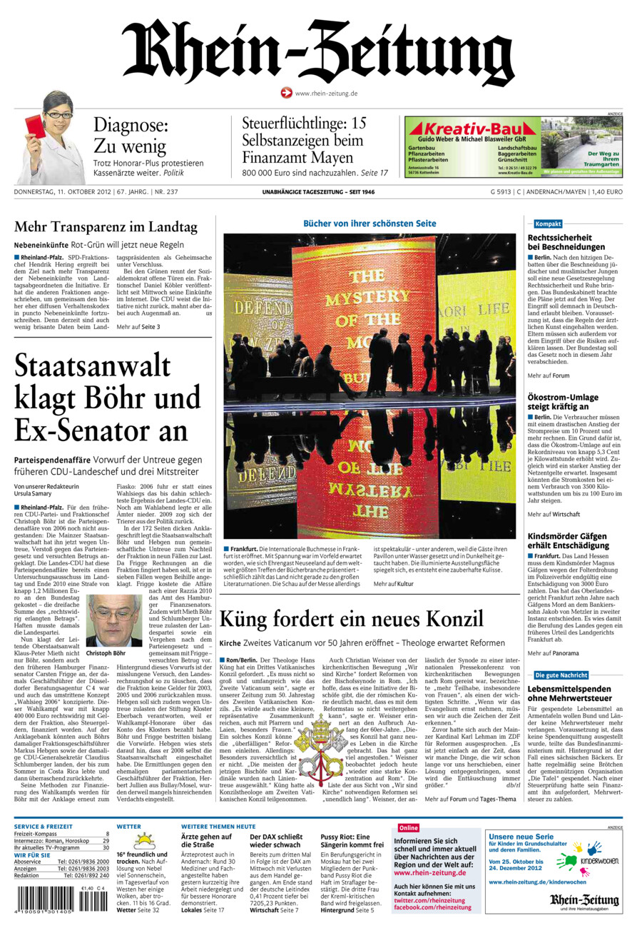 Rhein-Zeitung Andernach & Mayen vom Donnerstag, 11.10.2012