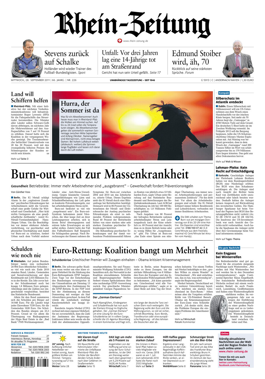 Rhein-Zeitung Andernach & Mayen vom Mittwoch, 28.09.2011