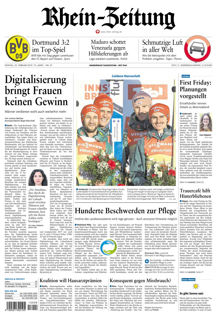 Rhein-Zeitung Andernach & Mayen vom Montag, 25.02.2019
