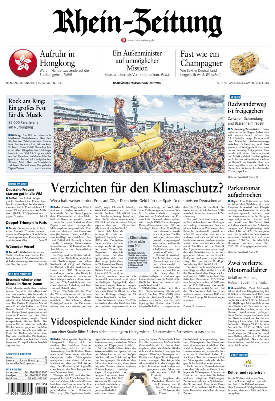 Rhein-Zeitung Andernach & Mayen vom Dienstag, 11.06.2019