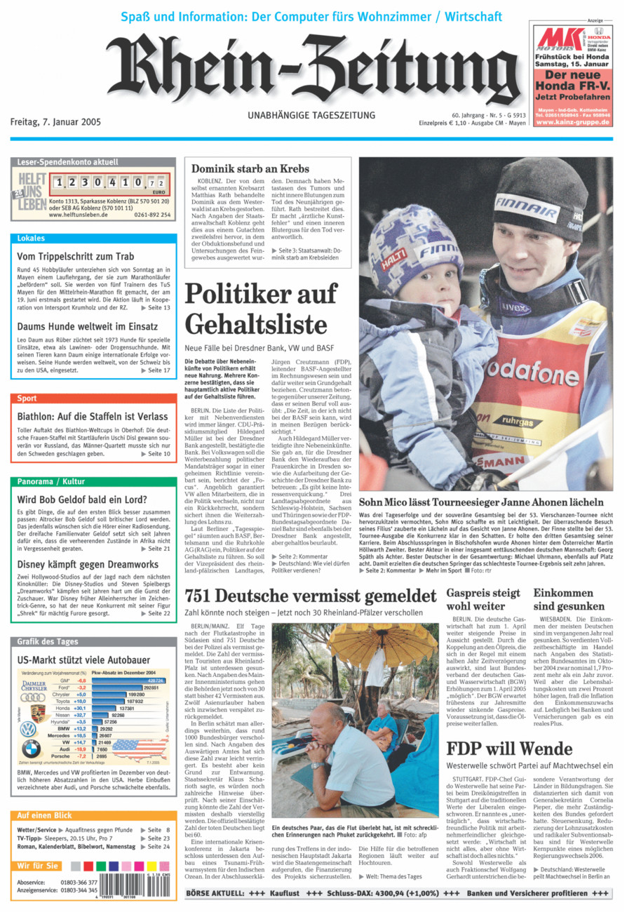 Rhein-Zeitung Andernach & Mayen vom Freitag, 07.01.2005
