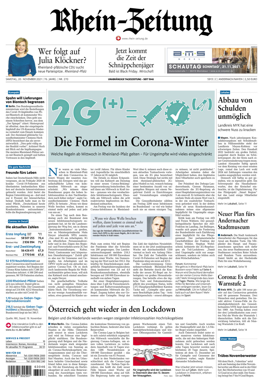 Rhein-Zeitung Andernach & Mayen vom Samstag, 20.11.2021