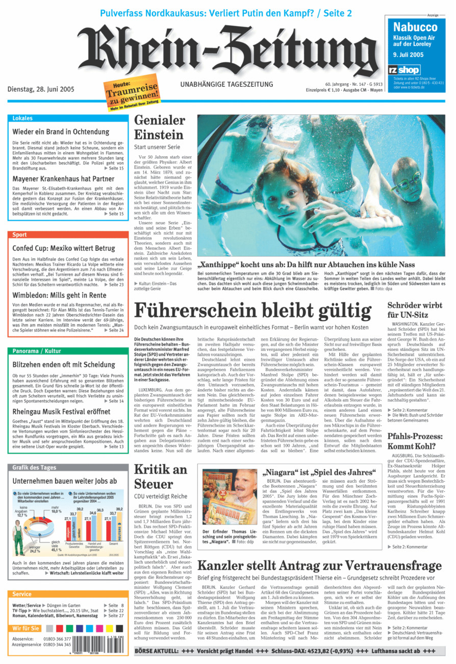 Rhein-Zeitung Andernach & Mayen vom Dienstag, 28.06.2005