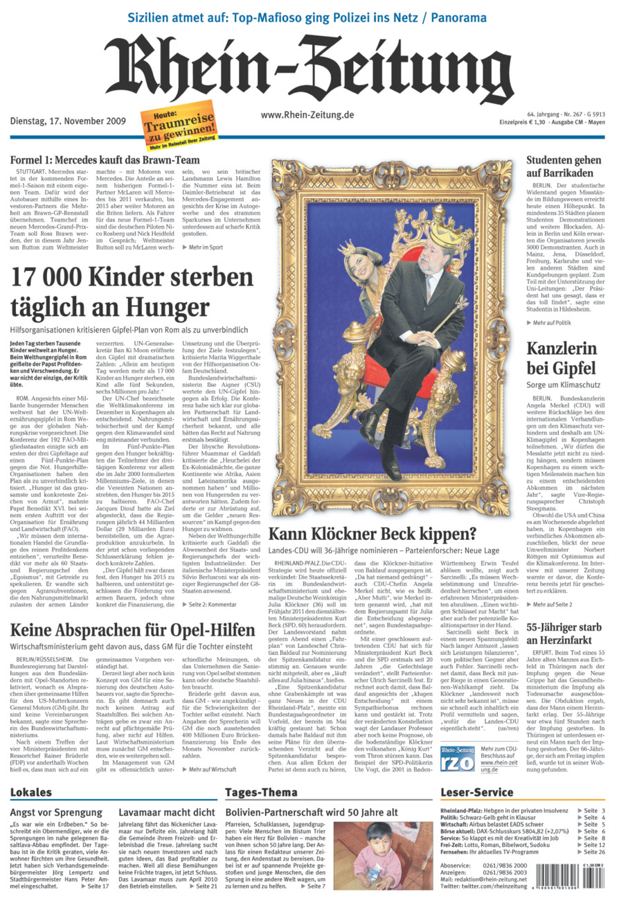 Rhein-Zeitung Andernach & Mayen vom Dienstag, 17.11.2009