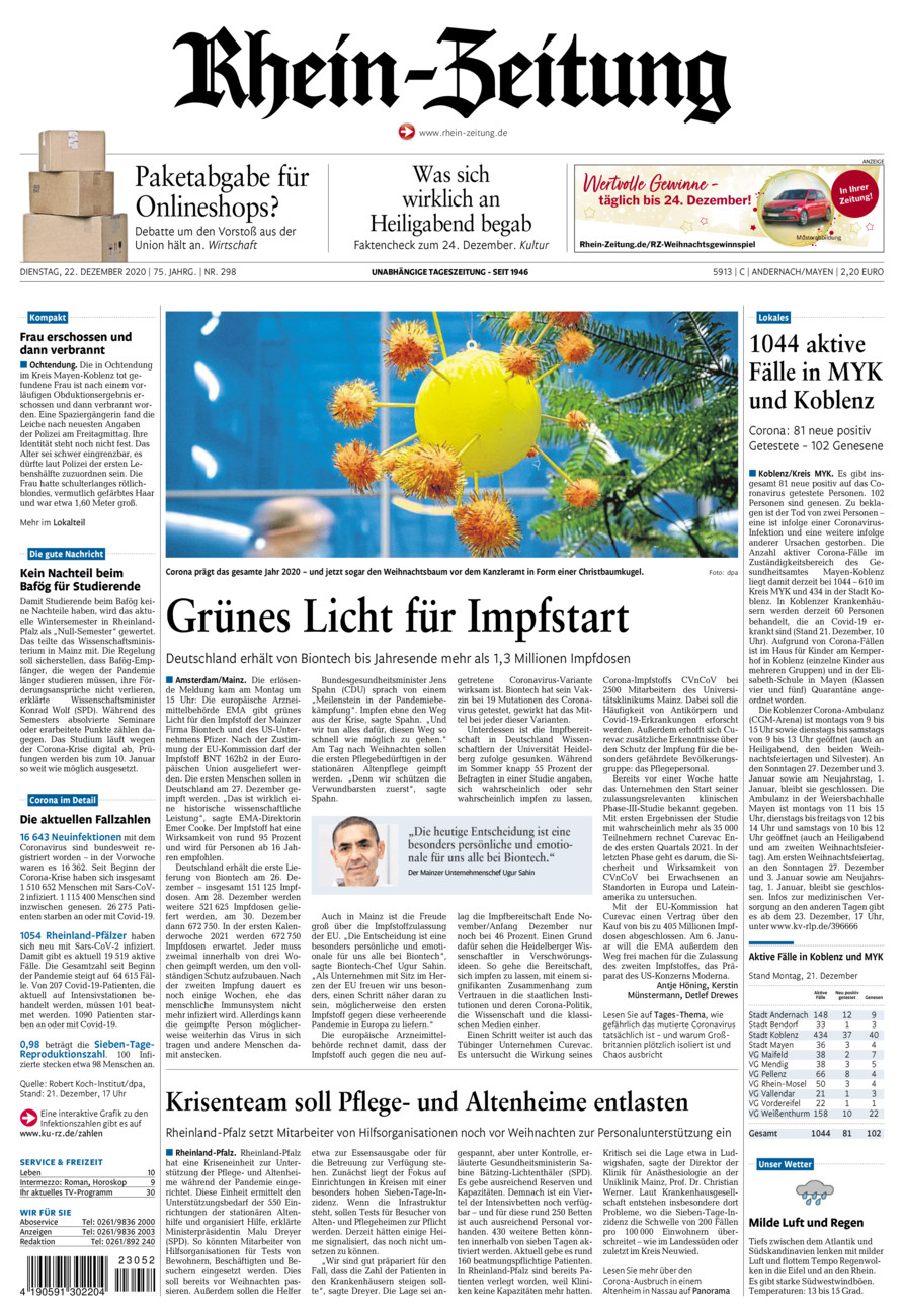 Rhein-Zeitung Andernach & Mayen vom Dienstag, 22.12.2020