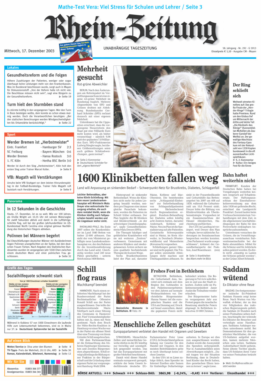 Rhein-Zeitung Andernach & Mayen vom Mittwoch, 17.12.2003