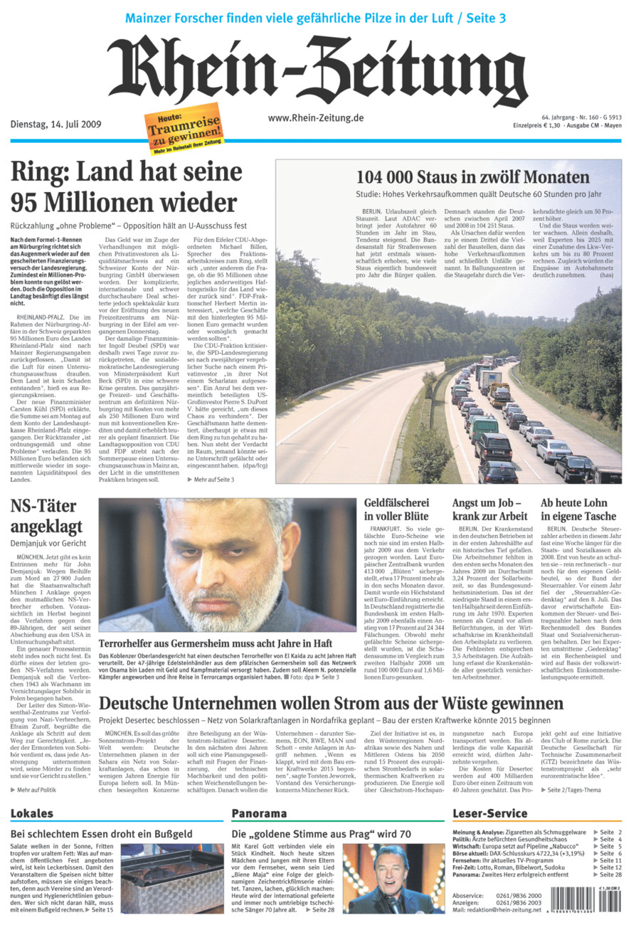 Rhein-Zeitung Andernach & Mayen vom Dienstag, 14.07.2009