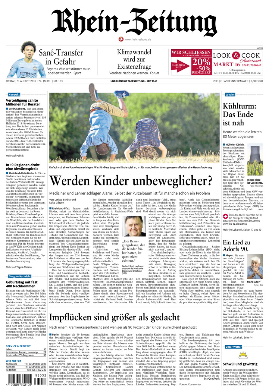 Rhein-Zeitung Andernach & Mayen vom Freitag, 09.08.2019