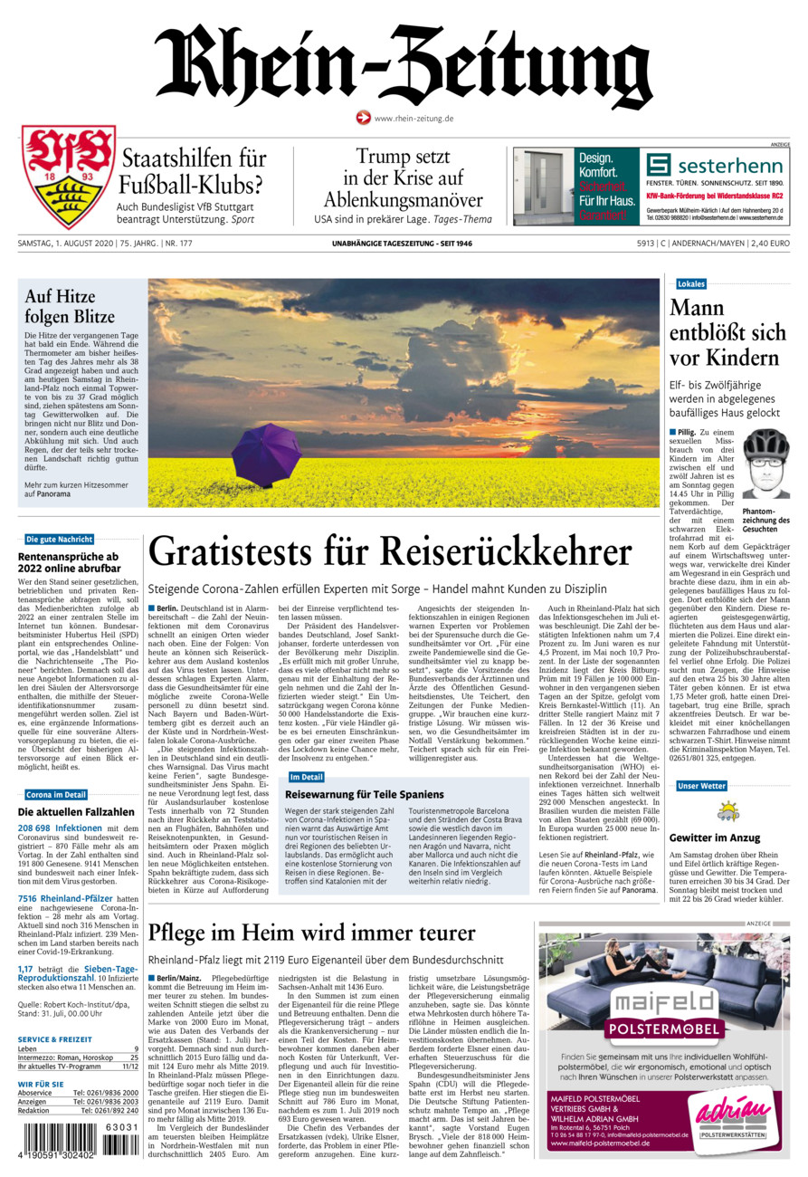Rhein-Zeitung Andernach & Mayen vom Samstag, 01.08.2020