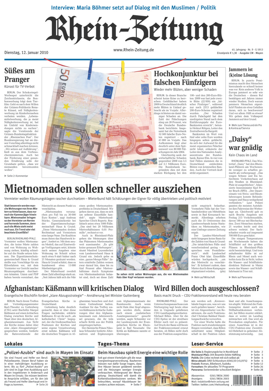Rhein-Zeitung Andernach & Mayen vom Dienstag, 12.01.2010