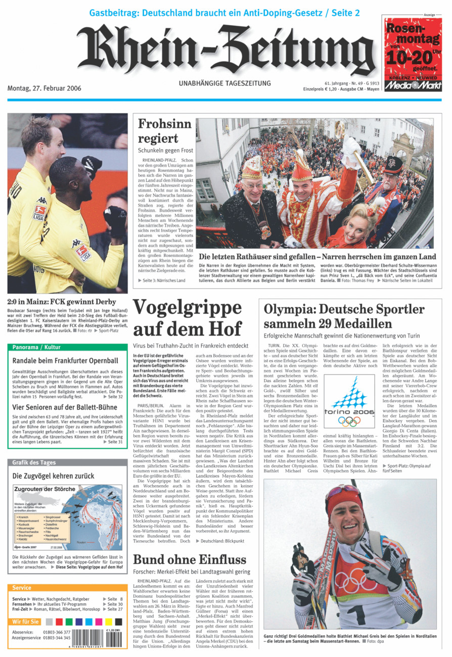 Rhein-Zeitung Andernach & Mayen vom Montag, 27.02.2006