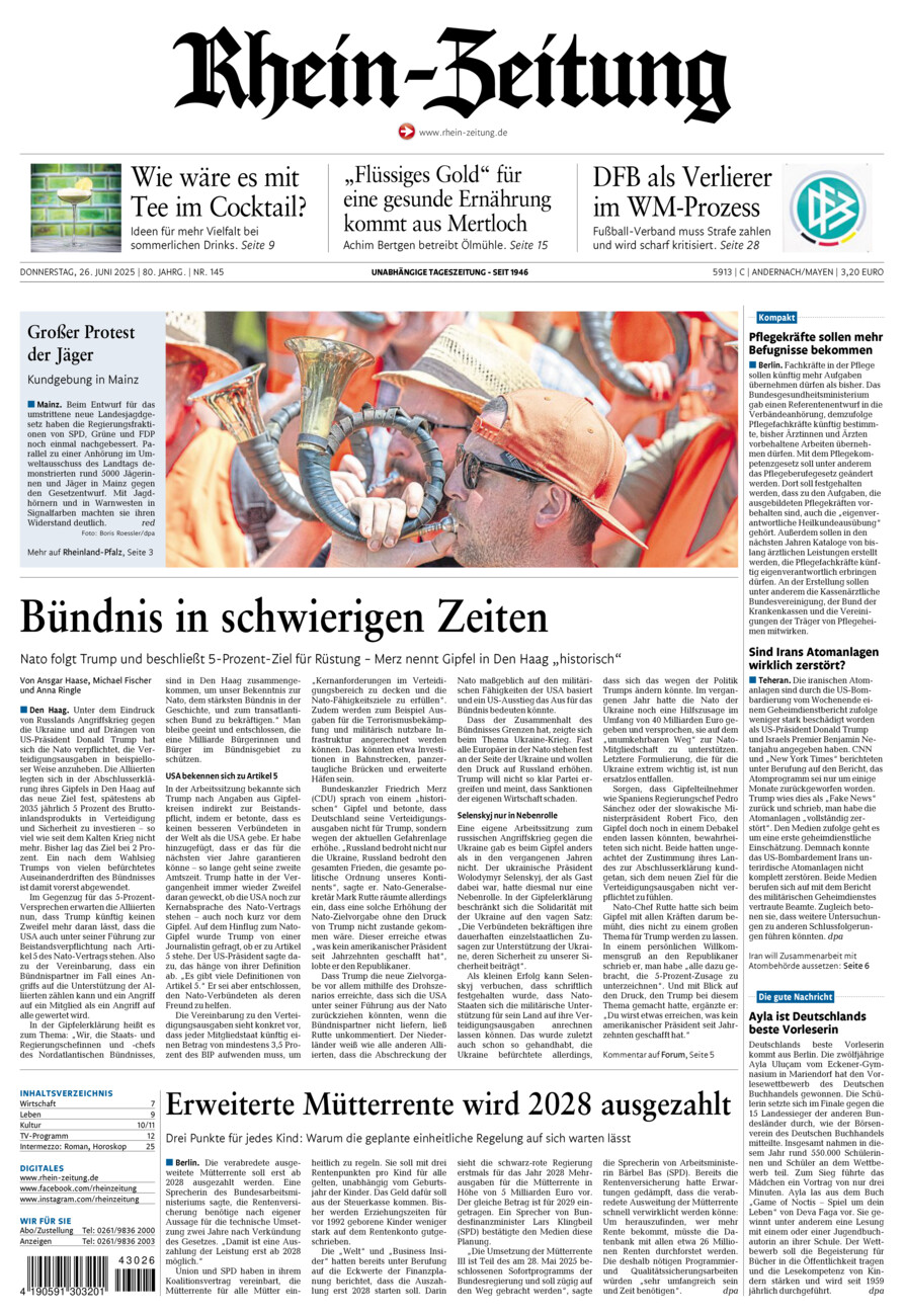 Rhein-Zeitung Andernach & Mayen vom Donnerstag, 26.06.2025