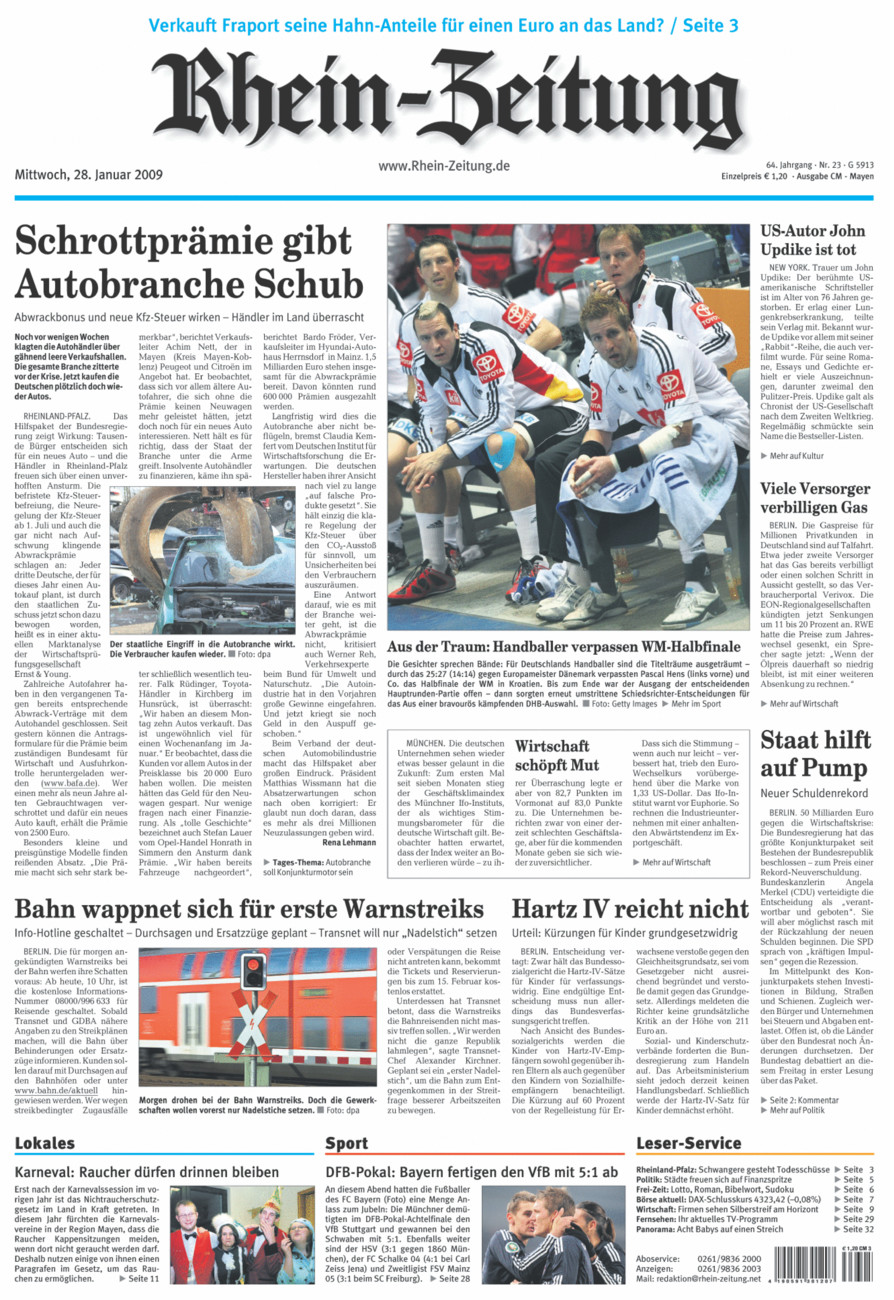 Rhein-Zeitung Andernach & Mayen vom Mittwoch, 28.01.2009
