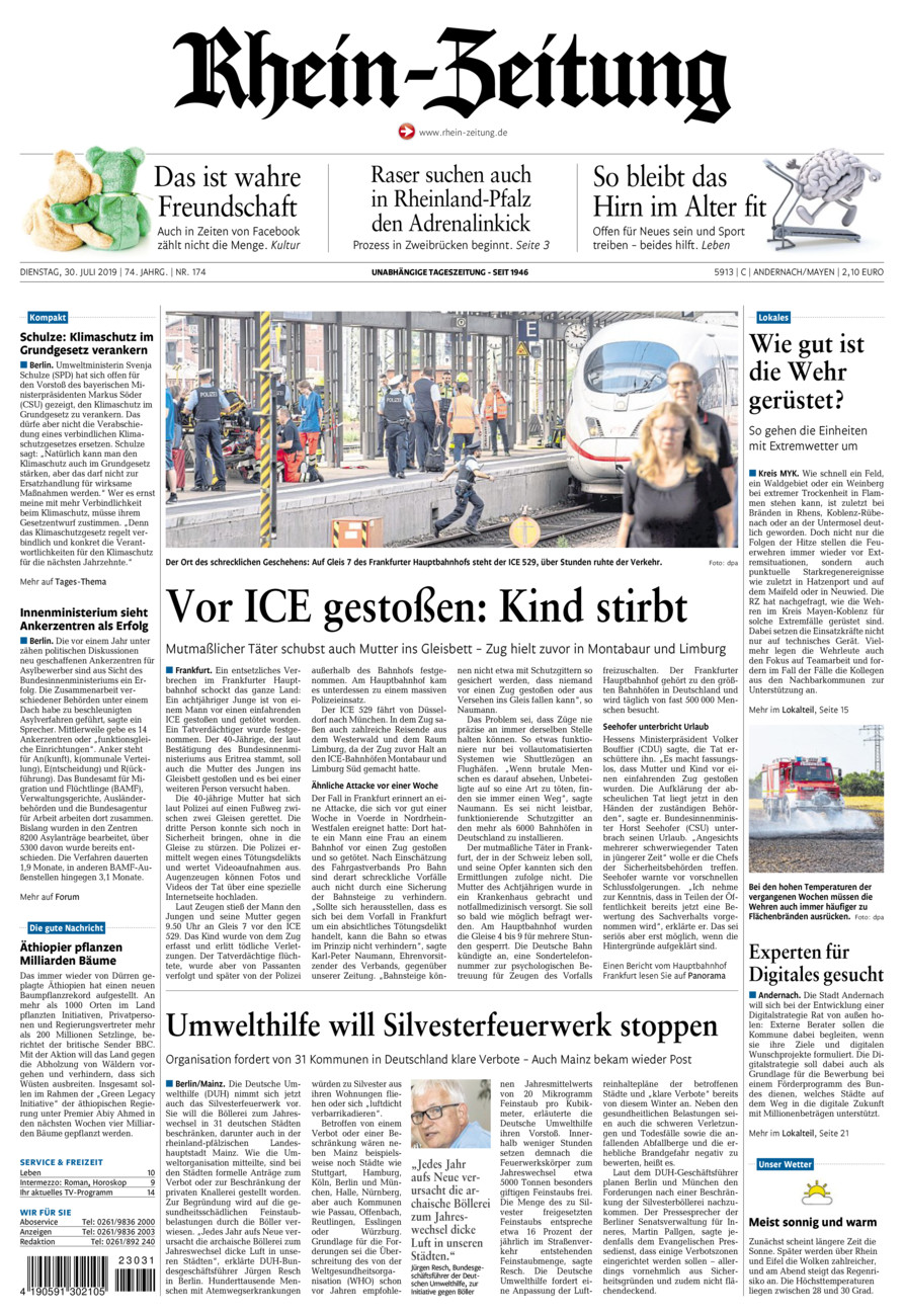 Rhein-Zeitung Andernach & Mayen vom Dienstag, 30.07.2019