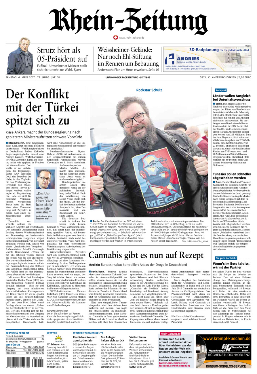 Rhein-Zeitung Andernach & Mayen vom Samstag, 04.03.2017