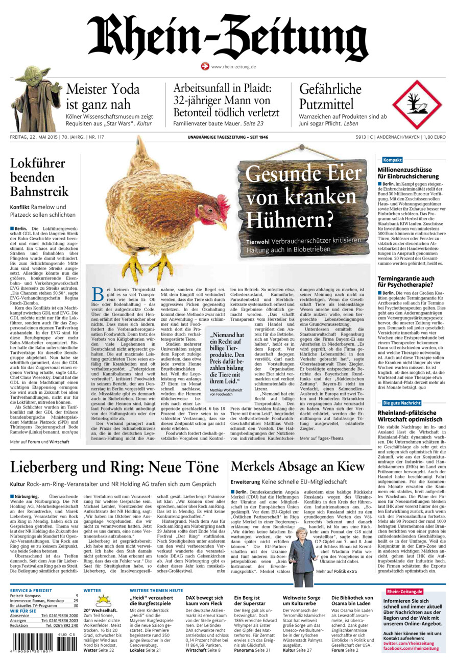 Rhein-Zeitung Andernach & Mayen vom Freitag, 22.05.2015