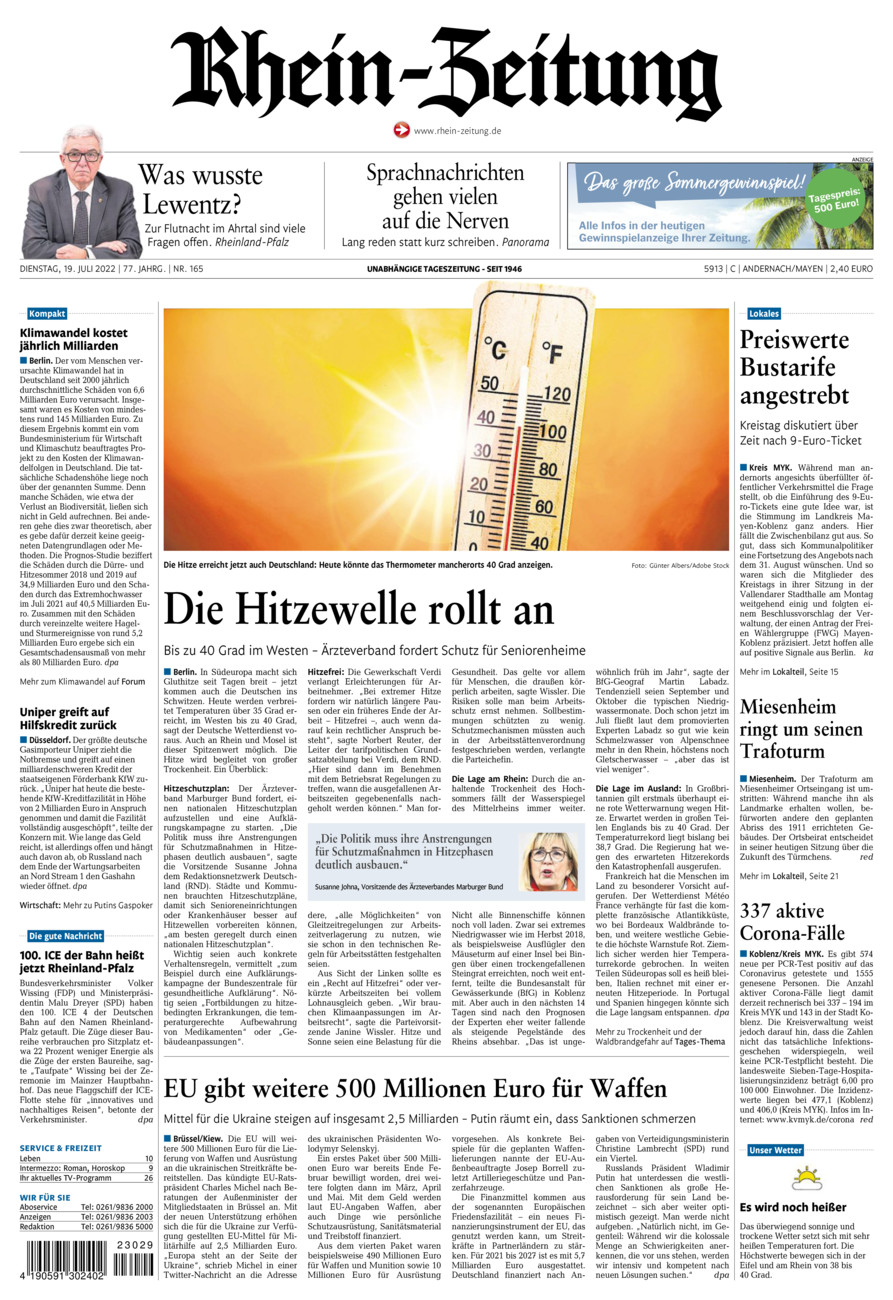 Rhein-Zeitung Andernach & Mayen vom Dienstag, 19.07.2022