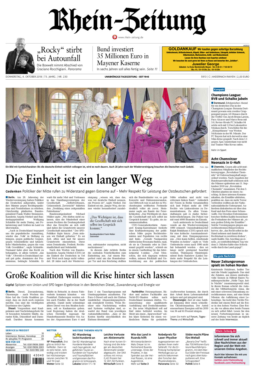Rhein-Zeitung Andernach & Mayen vom Donnerstag, 04.10.2018