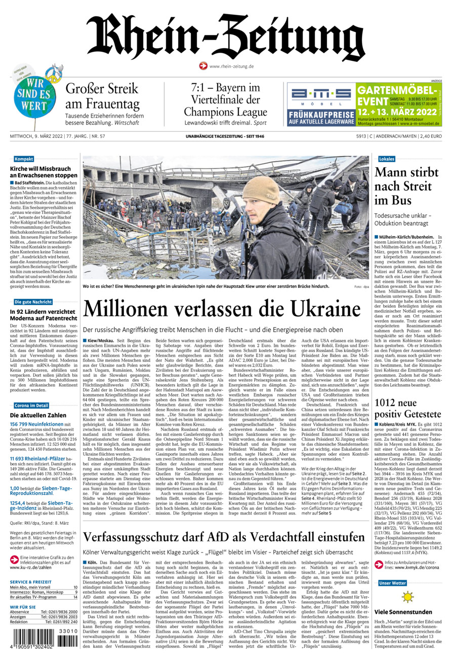 Rhein-Zeitung Andernach & Mayen vom Mittwoch, 09.03.2022