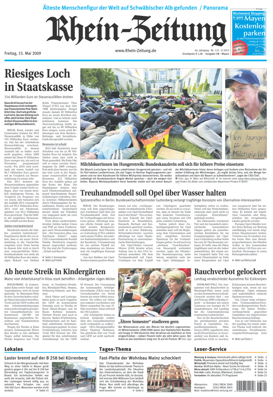 Rhein-Zeitung Andernach & Mayen vom Freitag, 15.05.2009