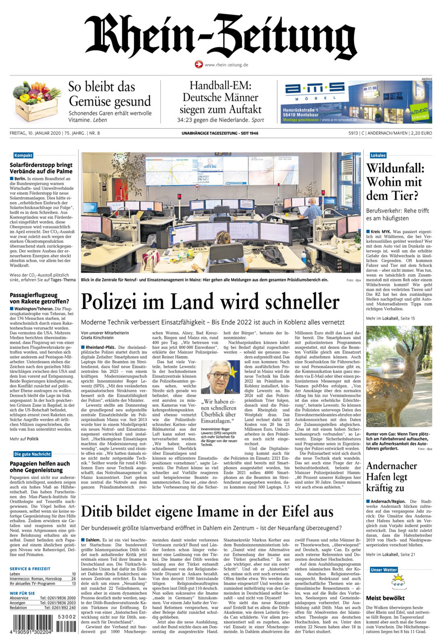 Rhein-Zeitung Andernach & Mayen vom Freitag, 10.01.2020