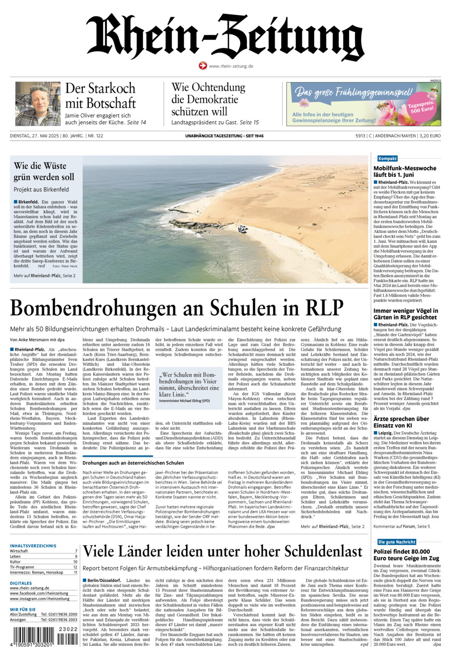 Rhein-Zeitung Andernach & Mayen vom Dienstag, 27.05.2025