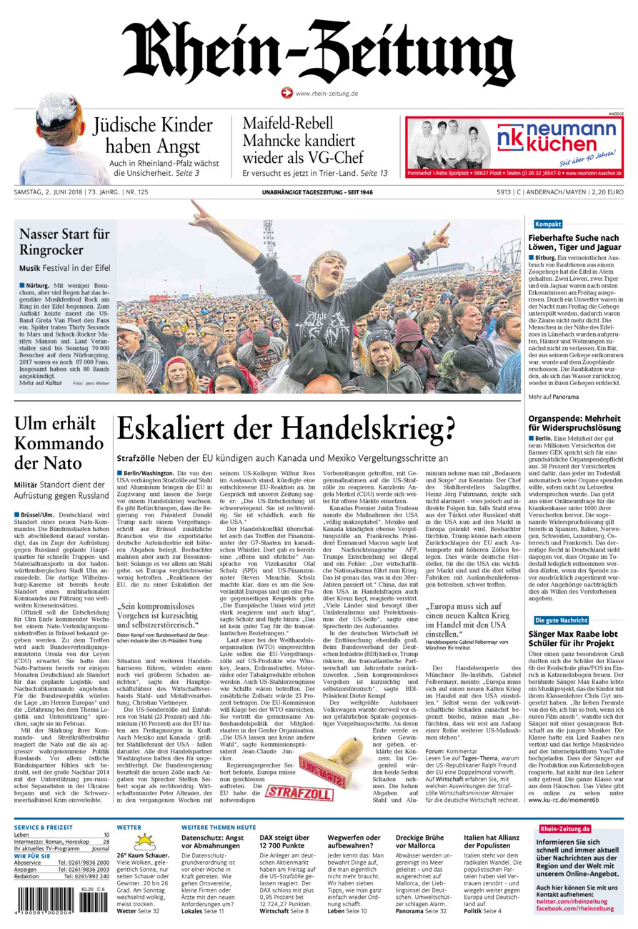 Rhein-Zeitung Andernach & Mayen vom Samstag, 02.06.2018