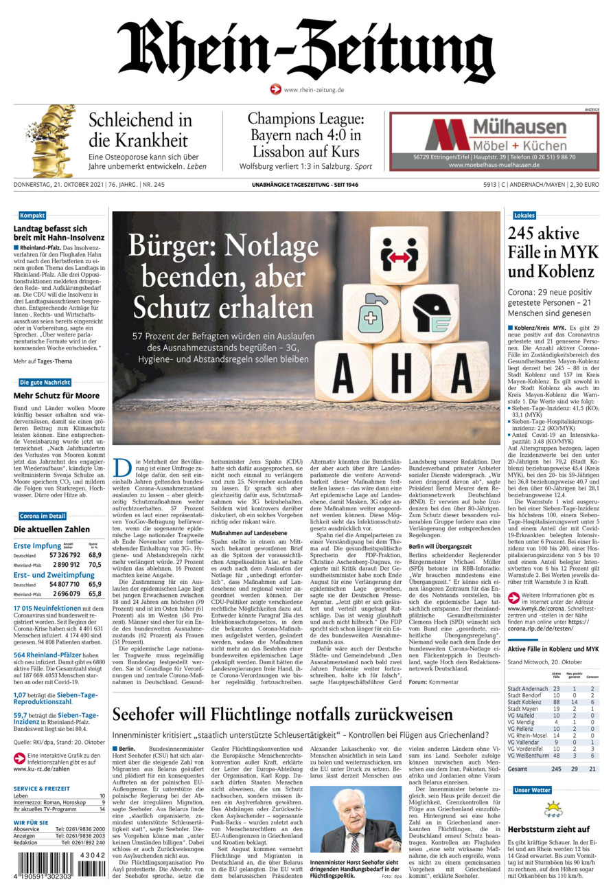 Rhein-Zeitung Andernach & Mayen vom Donnerstag, 21.10.2021