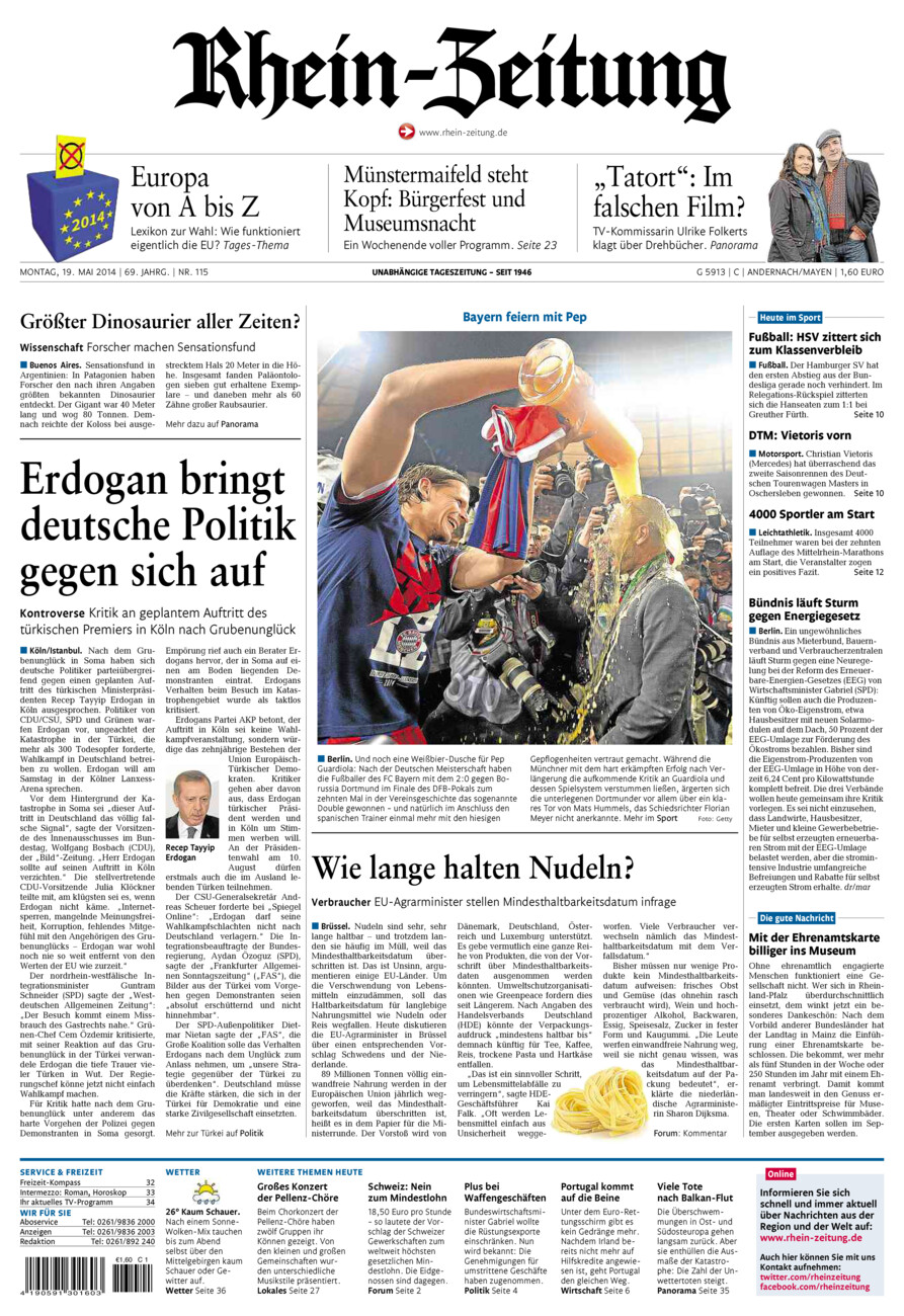 Rhein-Zeitung Andernach & Mayen vom Montag, 19.05.2014