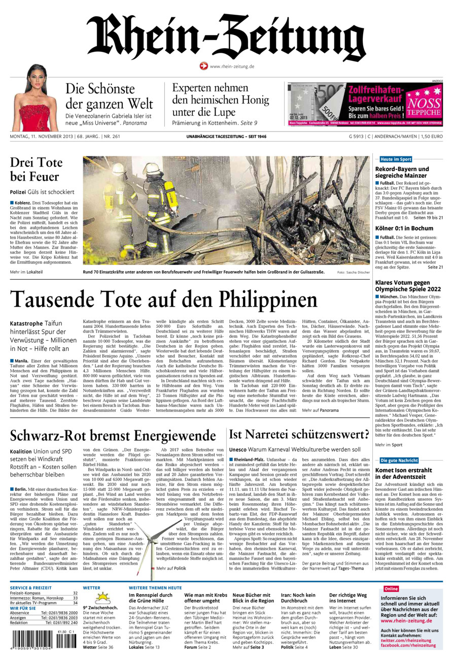 Rhein-Zeitung Andernach & Mayen vom Montag, 11.11.2013