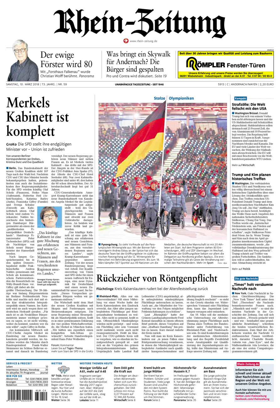 Rhein-Zeitung Andernach & Mayen vom Samstag, 10.03.2018