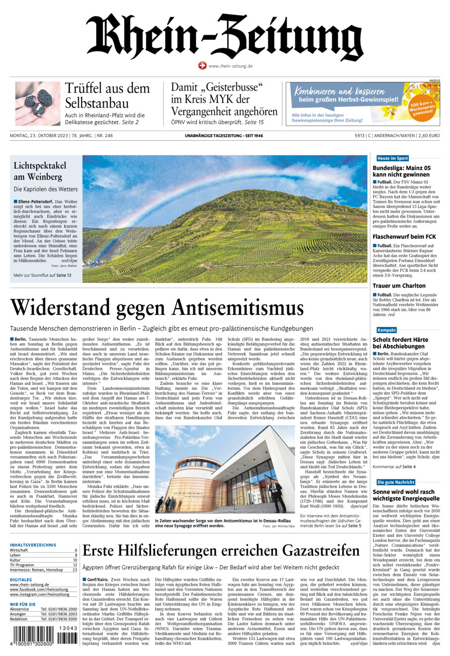 Rhein-Zeitung Andernach & Mayen vom Montag, 23.10.2023