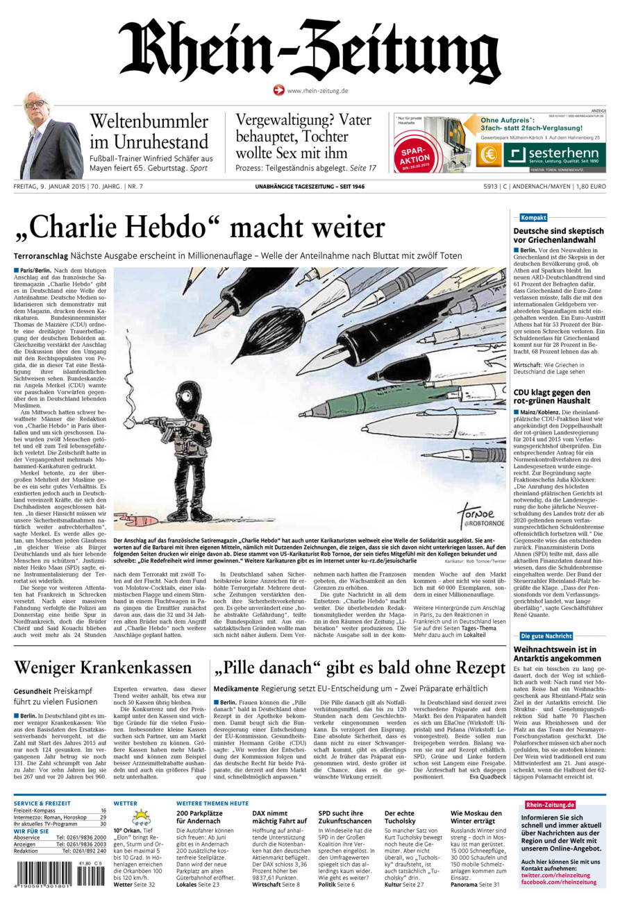 Rhein-Zeitung Andernach & Mayen vom Freitag, 09.01.2015