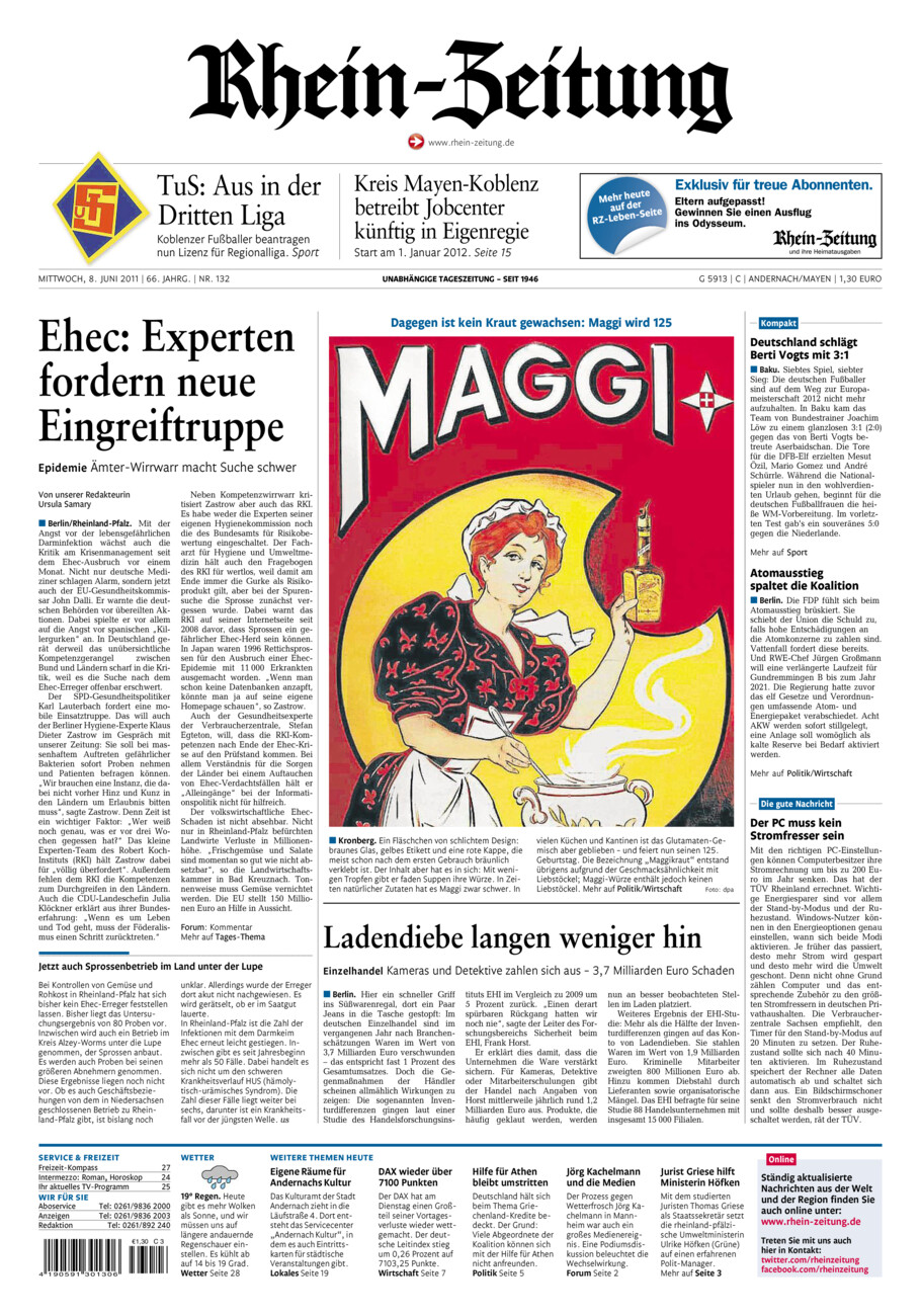 Rhein-Zeitung Andernach & Mayen vom Mittwoch, 08.06.2011
