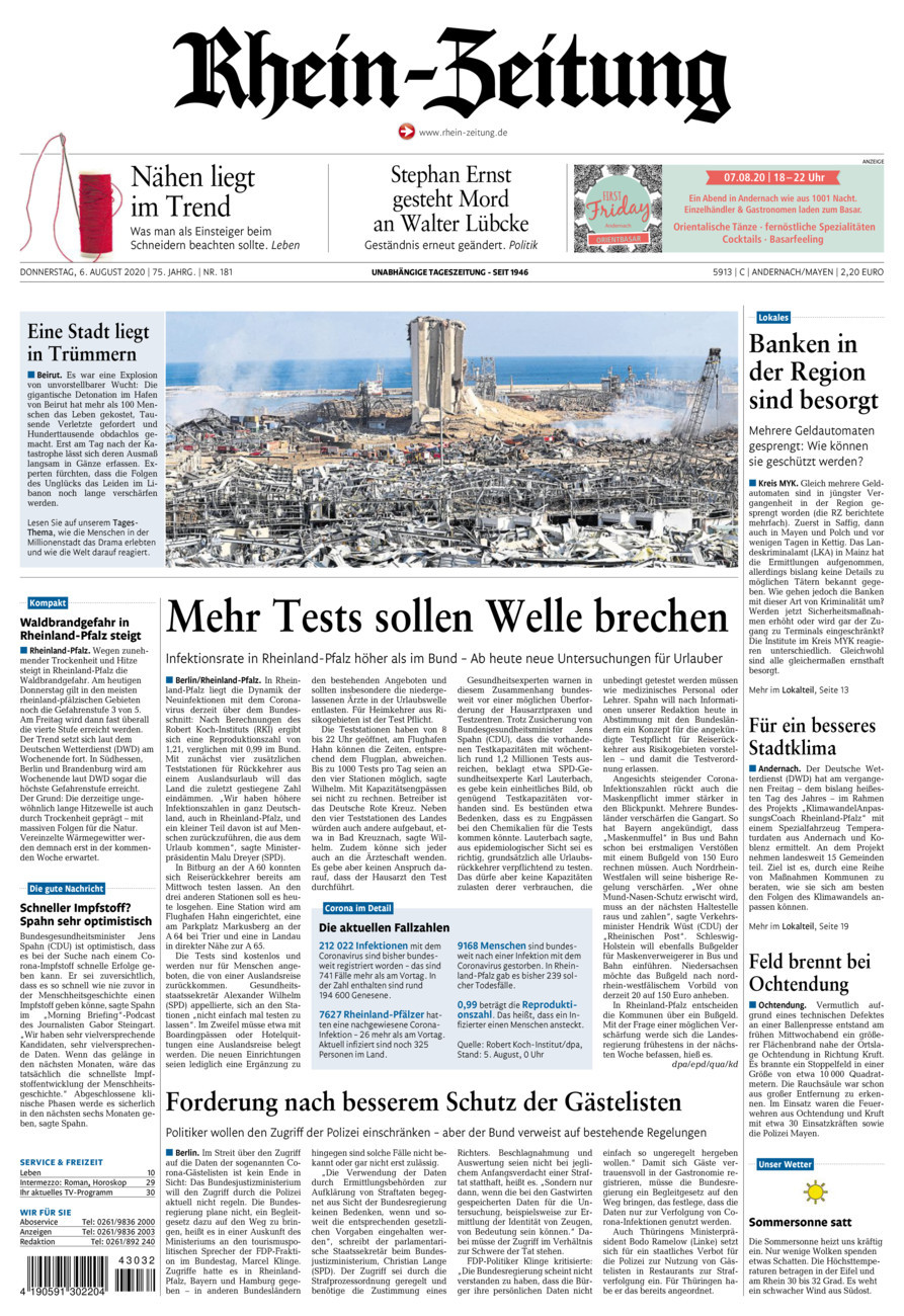 Rhein-Zeitung Andernach & Mayen vom Donnerstag, 06.08.2020