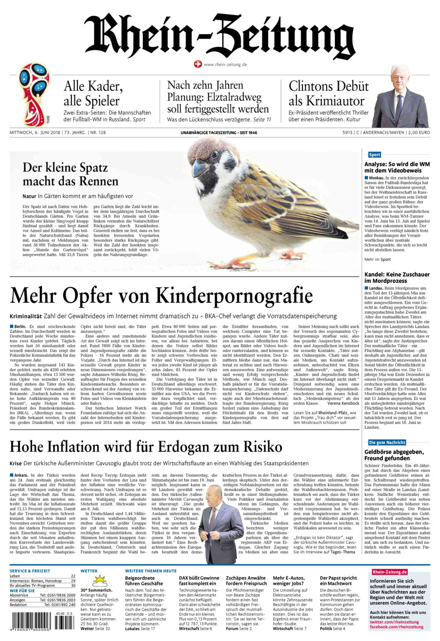 Rhein-Zeitung Andernach & Mayen vom Mittwoch, 06.06.2018