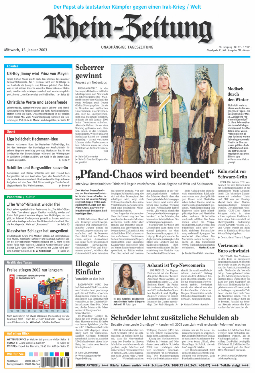 Rhein-Zeitung Andernach & Mayen vom Mittwoch, 15.01.2003