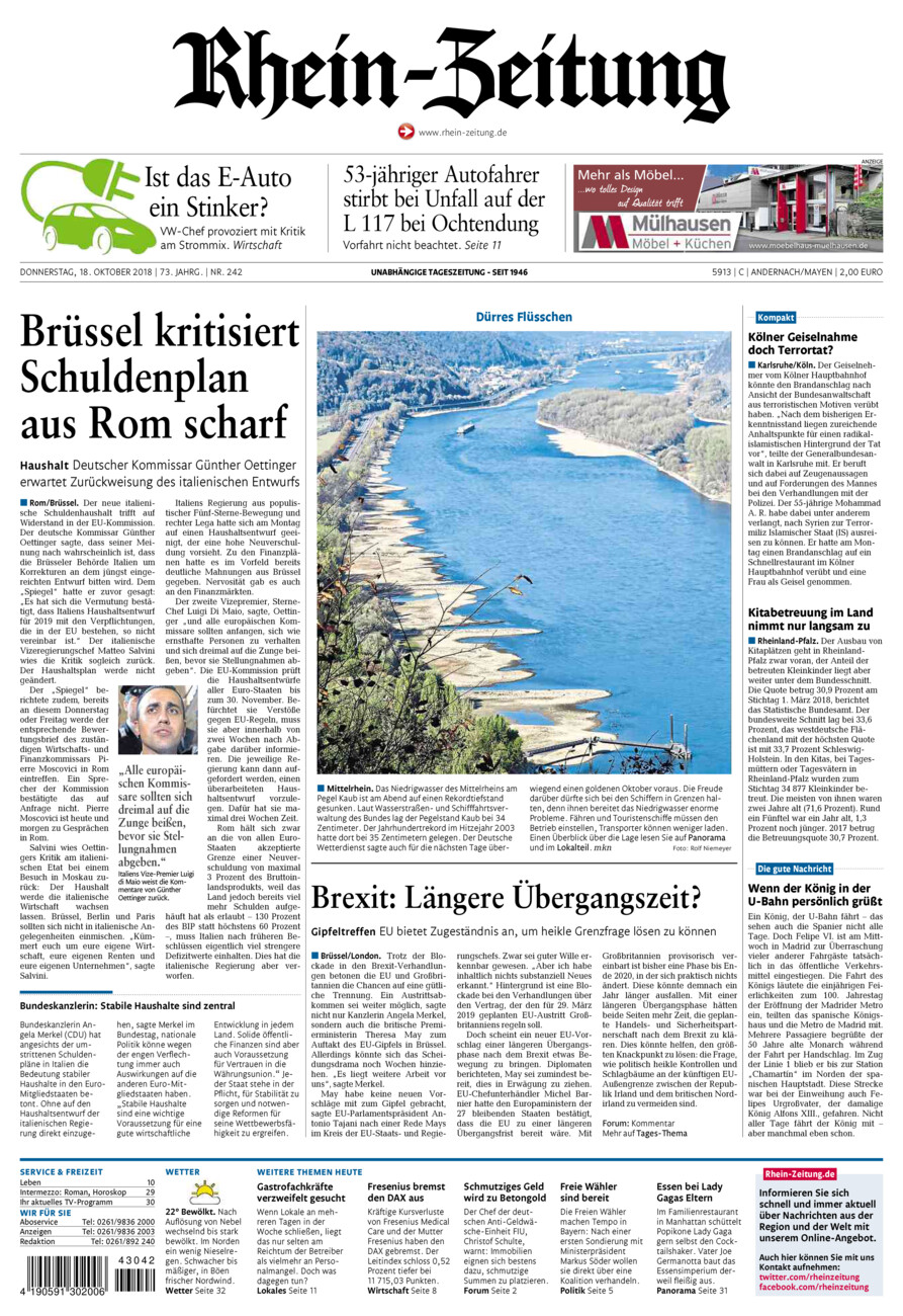 Rhein-Zeitung Andernach & Mayen vom Donnerstag, 18.10.2018