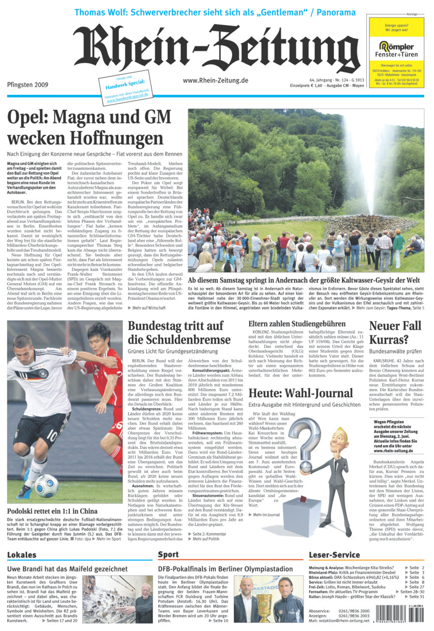 Rhein-Zeitung Andernach & Mayen vom Samstag, 30.05.2009